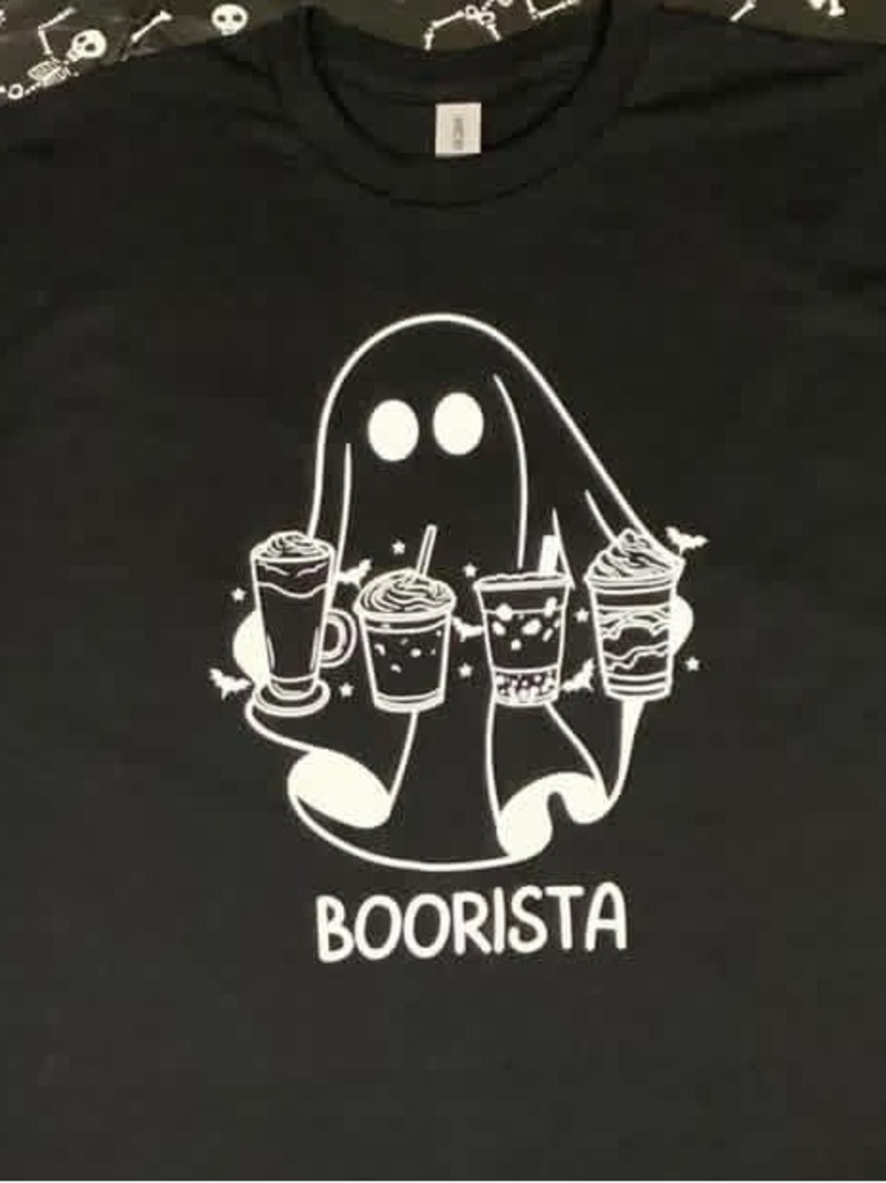 Black Shirt with White 'Boorista' Ghost Graphic